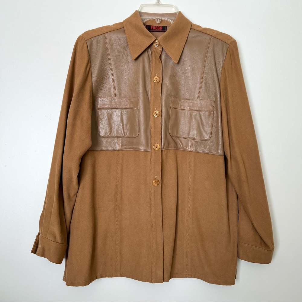 ༼ ⨀ ̿Ĺ̯̿̿⨀ ̿༽

Vintage Camel Leather Shirt Jacket Shacket